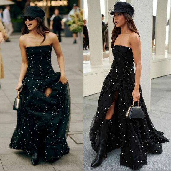 Aje Juniper Maxi Dress Black Pearl Strapless Size AU 10 - Picture 1 of 11